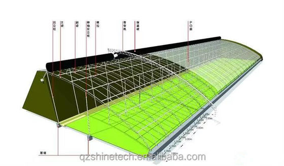 겨울 시즌을 위해 완전히 환기 된 필름 덮인 폴리에틸렌 3 지구 벽 온실